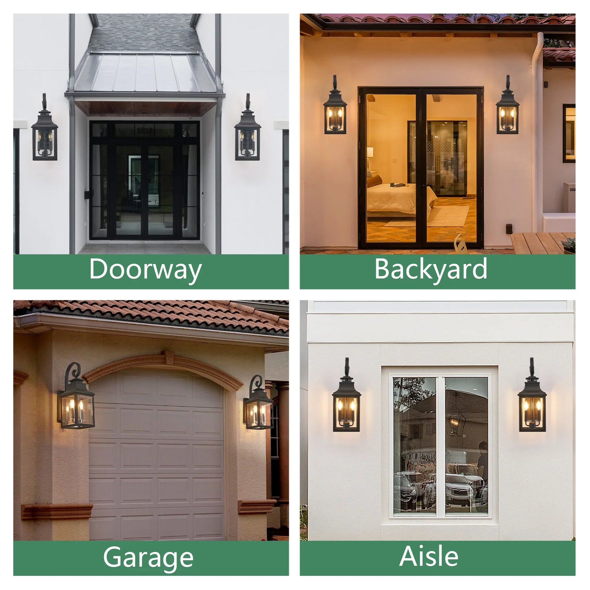 Outdoor Wall Lantern Light Vintage Black Metal Sconce with Clear Seeded Glass - okeli lights