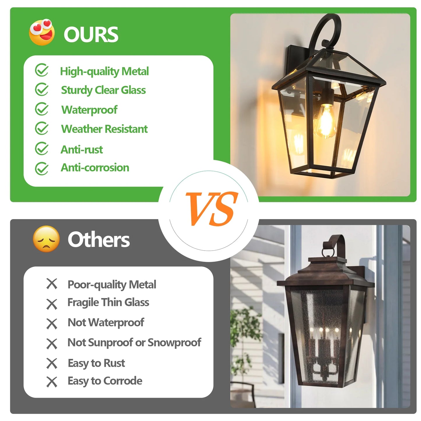 Outdoor Wall Lanterns Black Finish Weatherproof Wall Sconce with Clear Glass Panels Vintage Exterior Light Fixtures 2Pack - okeli lights