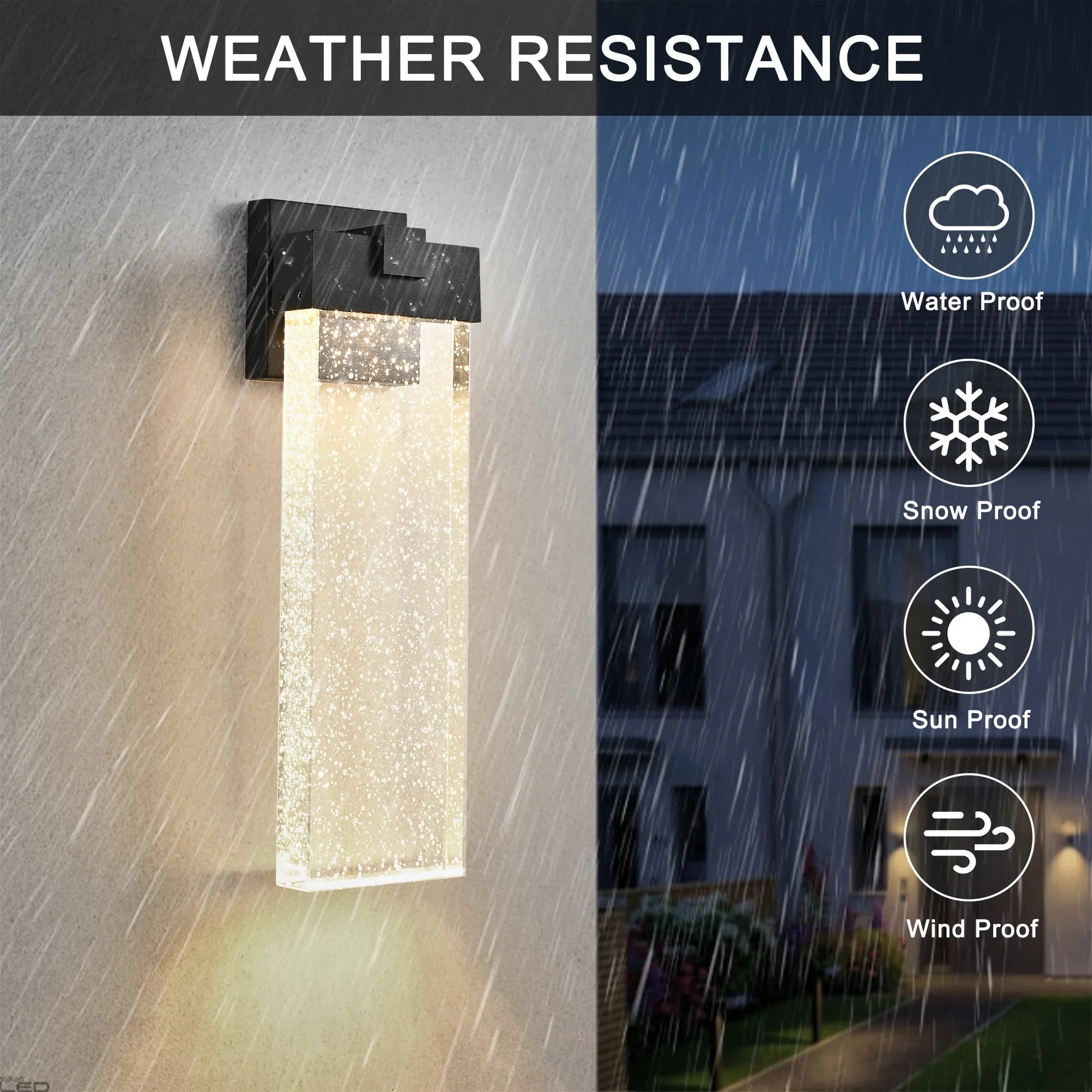 Modern Outdoor Wall Light Fixture Weatherproof LED Wall Sconce with Bubble Crystal Up and Down Lighting - okeli lights