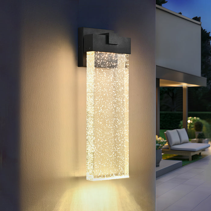 Modern Outdoor Wall Light Fixture Weatherproof LED Wall Sconce with Bubble Crystal Up and Down Lighting