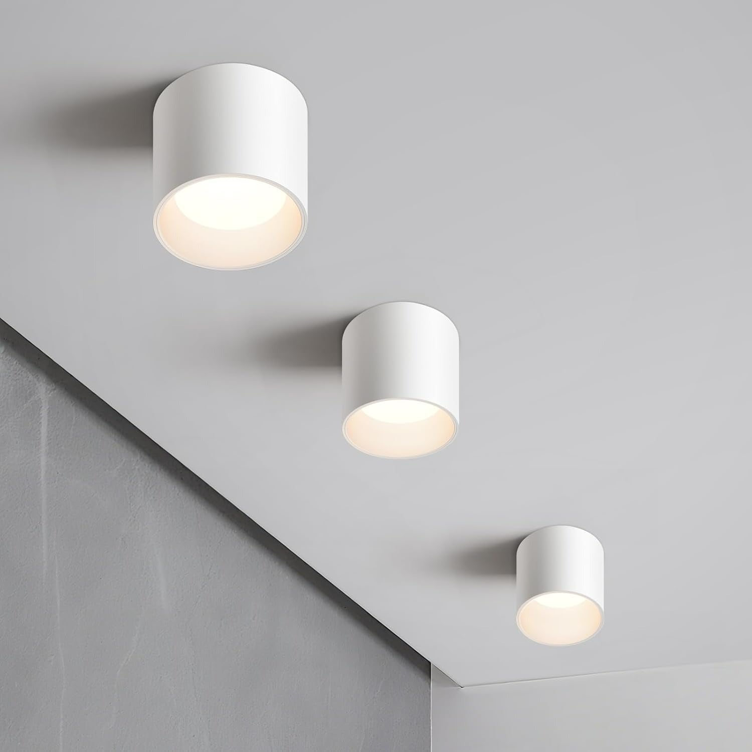 OKELI Flush Mount Matte Cylinder Down Ceiling Spotlight Modern 3CCT Dimmable LED