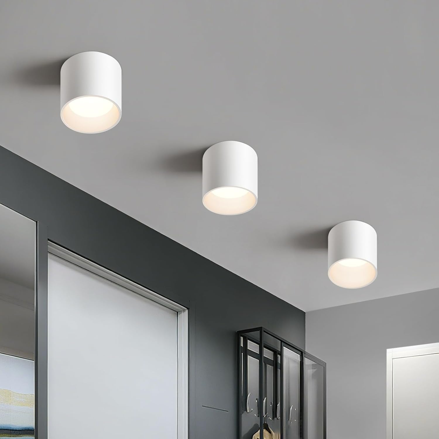 OKELI Flush Mount Matte Cylinder Down Ceiling Spotlight Modern 3CCT Dimmable LED