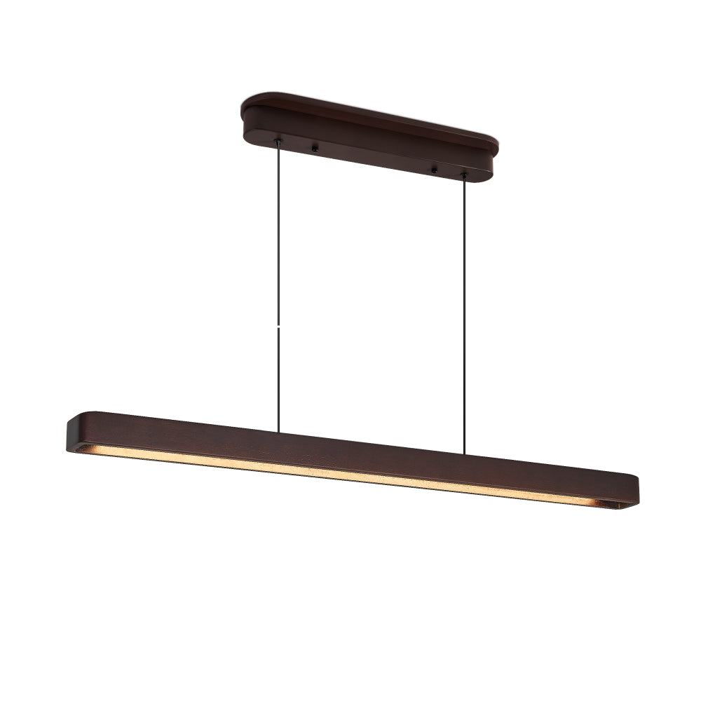 Modern Walnut Wood LED Pendant Light – Adjustable Linear Hanging Light for Dining Room, Kitchen & Living Room (39" / 51")