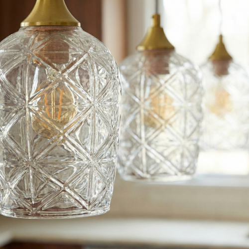 Mid-Century Modern Classic Design Pendant Lamp Gold and Clear