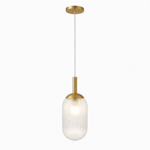 Mid-Century Modern Classic Pendant Lamp Gold and Clear Glass