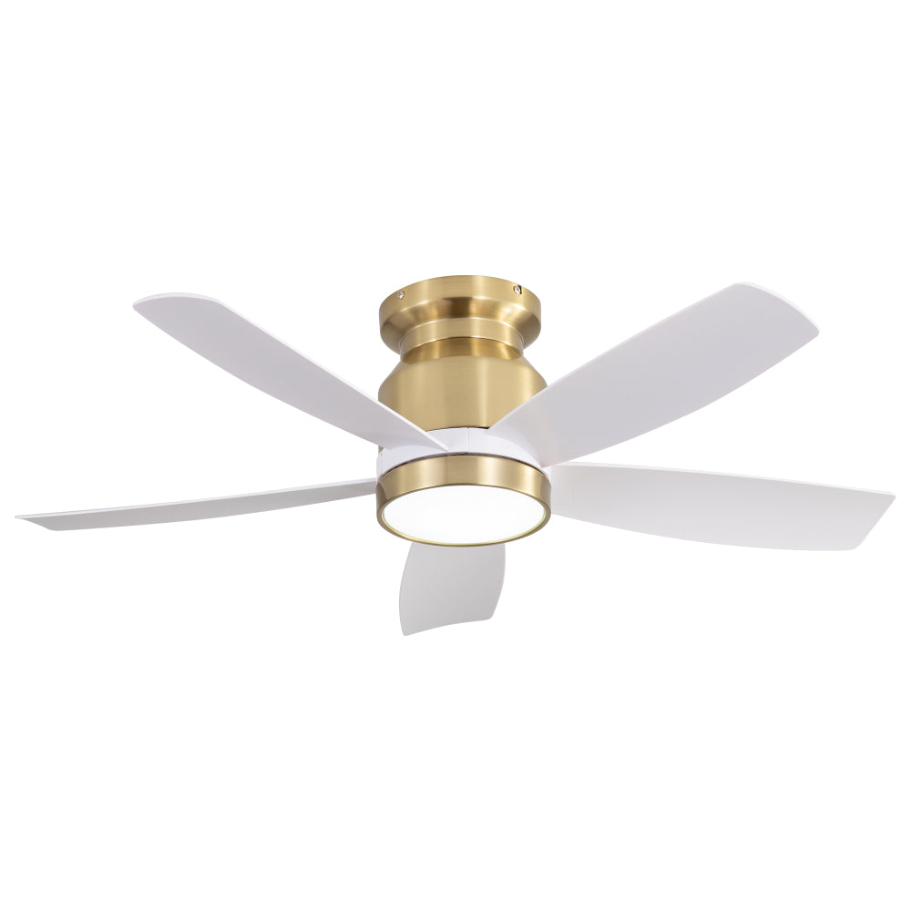 42" Flush Mount Ceiling Fan with LED Light & Remote Dimmable 3CCT Lighting Reversible DC Motor