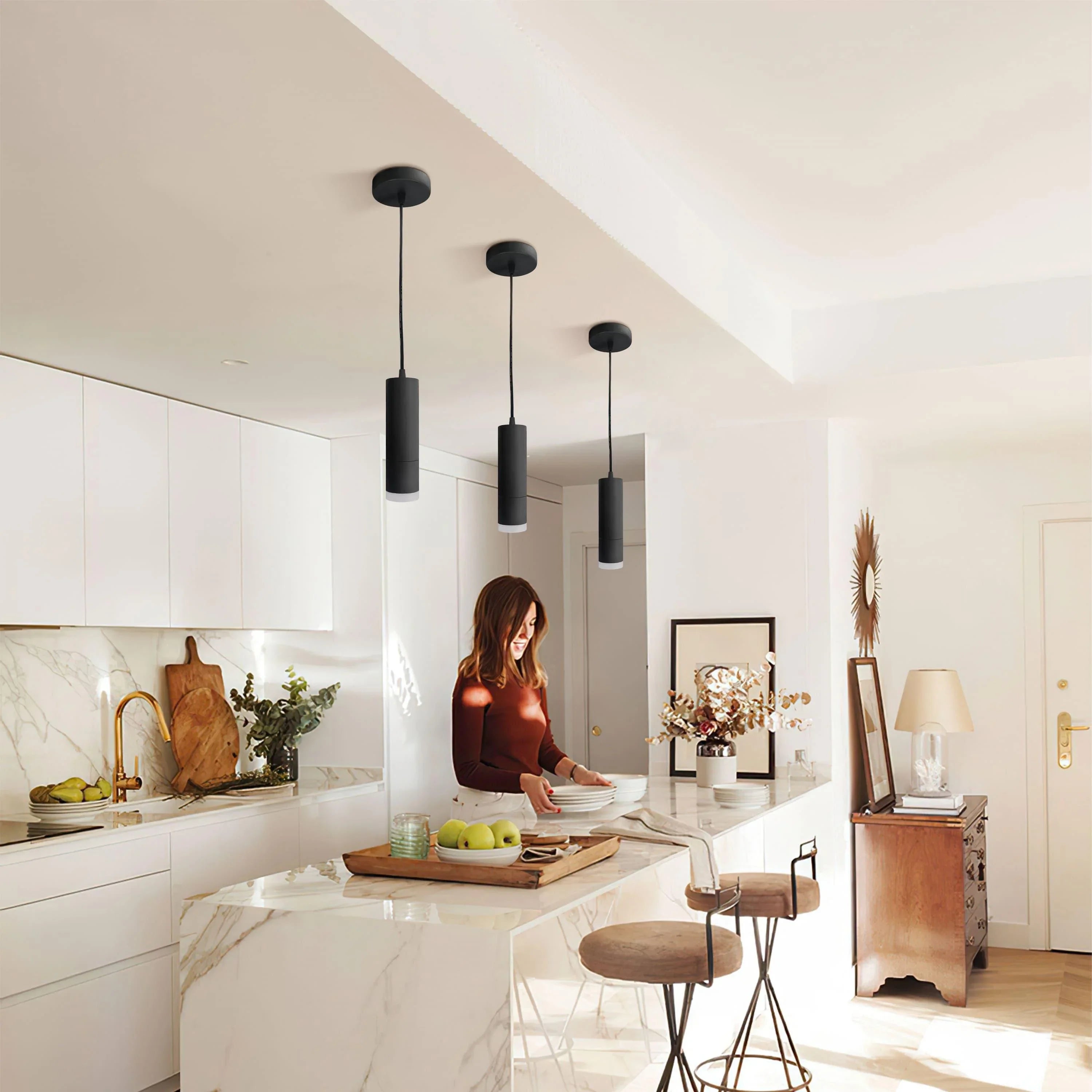 OKELI Pendant Lights Kitchen Island Modern Black Pendent Light Fixture 3-Pack - okeli lights