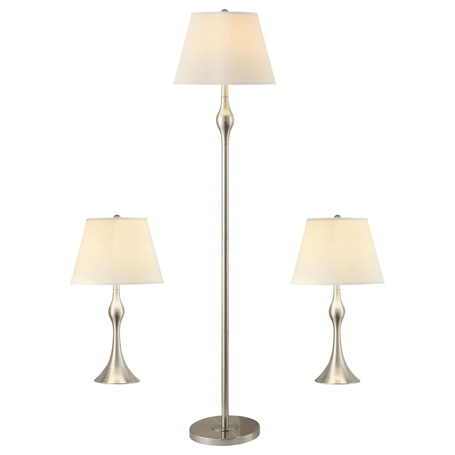 Illuminate Your Home: Beige and Brushed Nickel Lamp Set