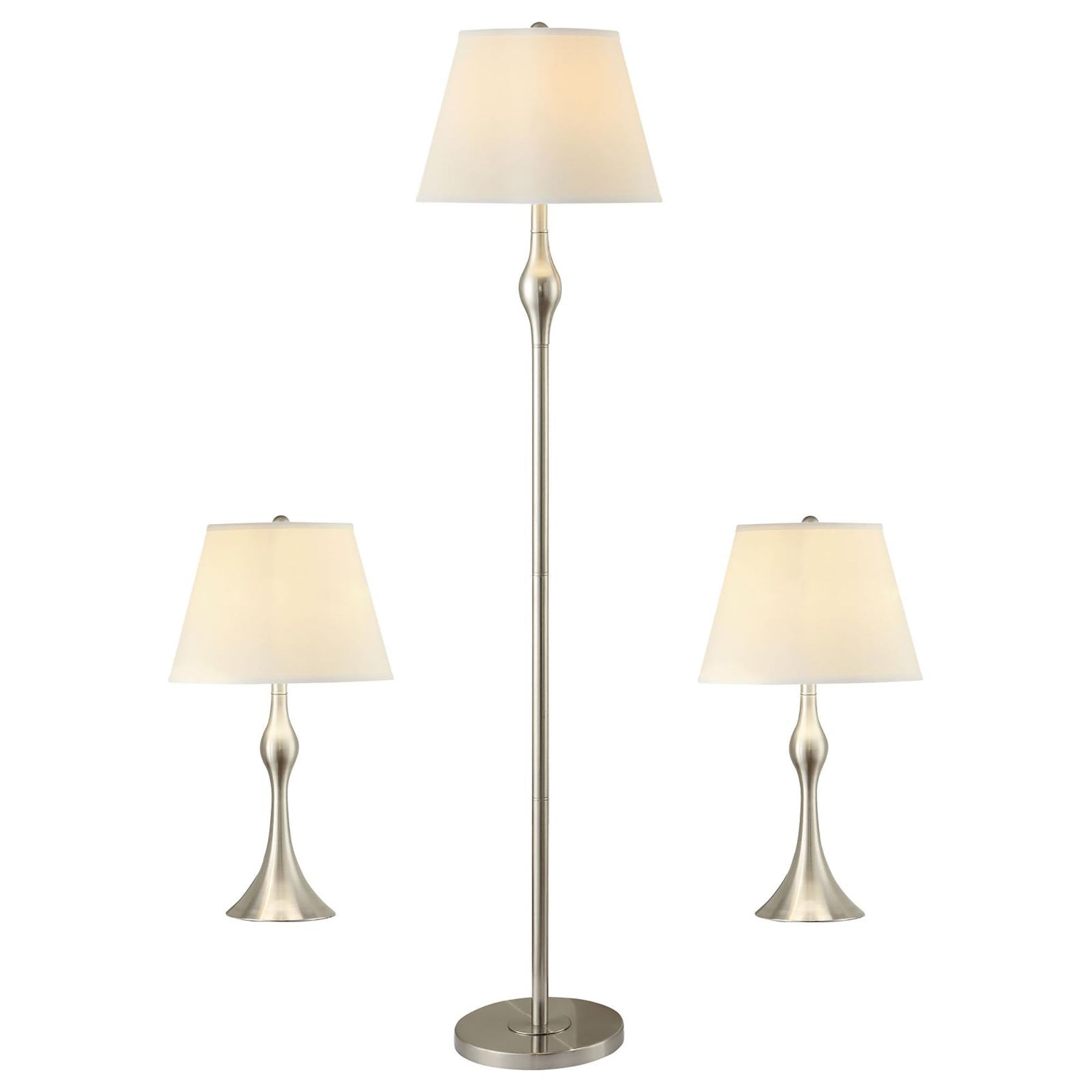 Illuminate Your Home: Beige and Brushed Nickel Lamp Set