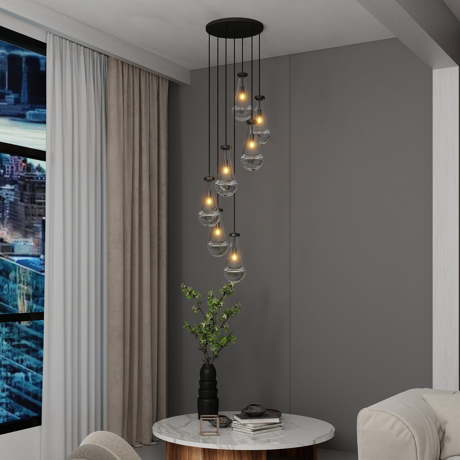 Illuminate Spaces with 5-7-Light Cluster Pendant Lights