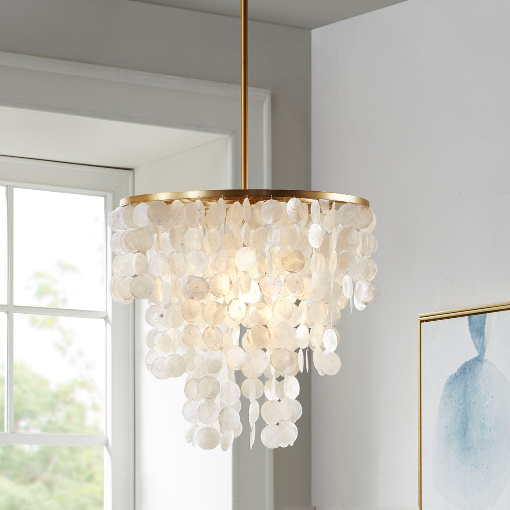 Elevate Interiors with Layered Capiz Shell Chandelier