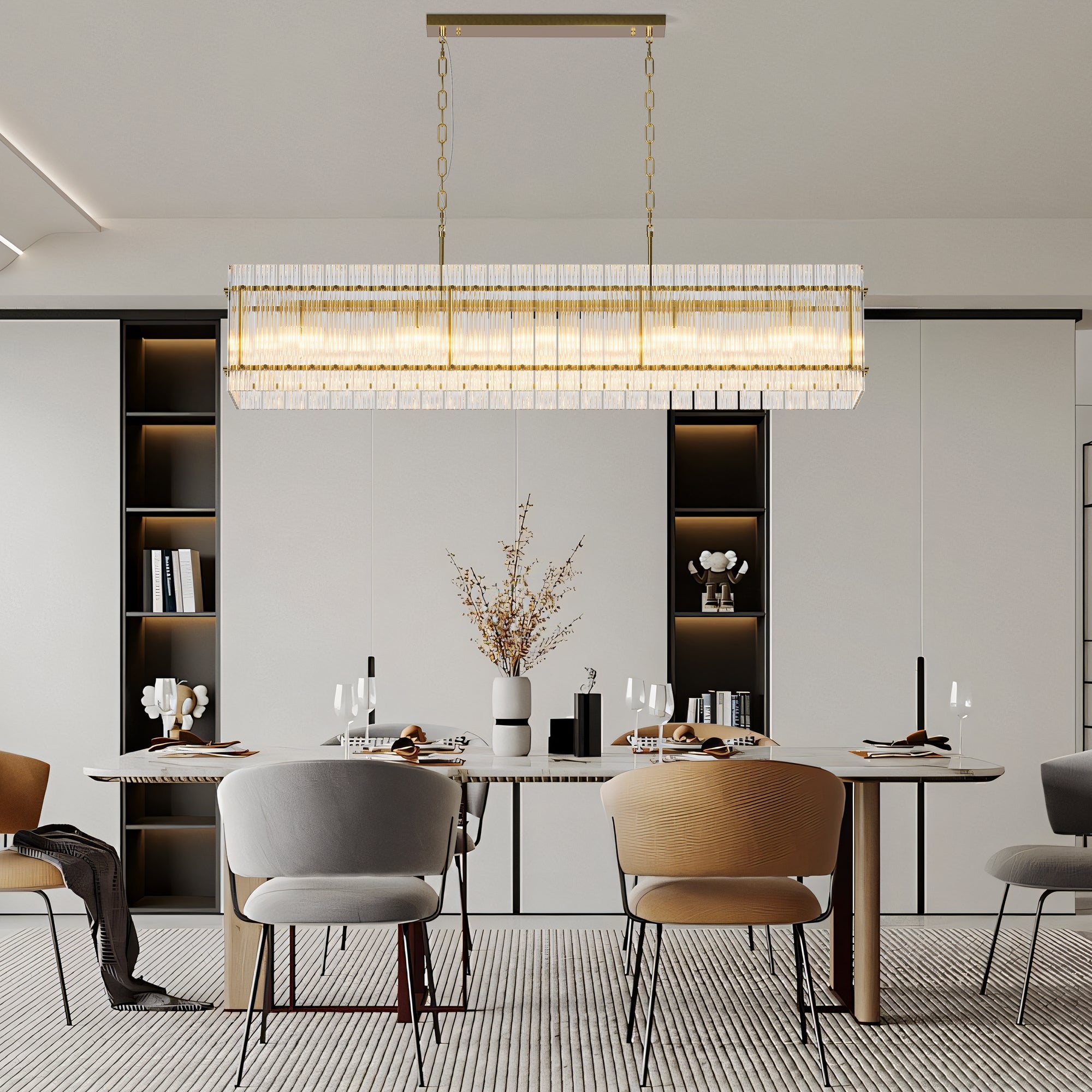 Illuminate Spaces Elegantly with Rectangular Crystal Chandelier