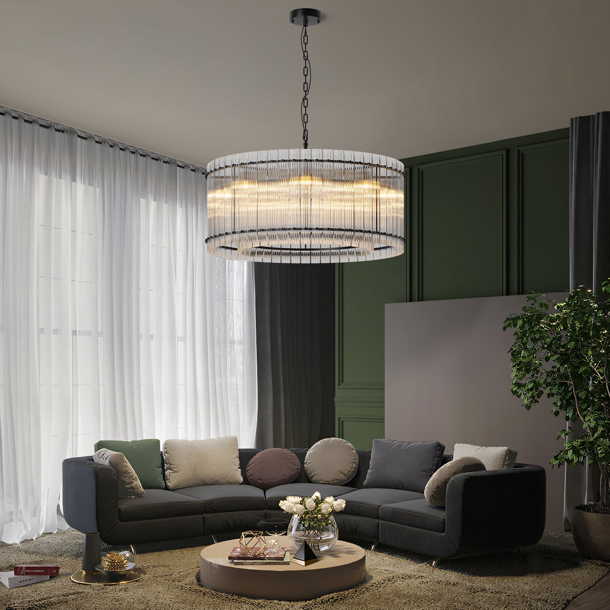 Elevate Your Home with Luxury 37" Modern Round Chandelier