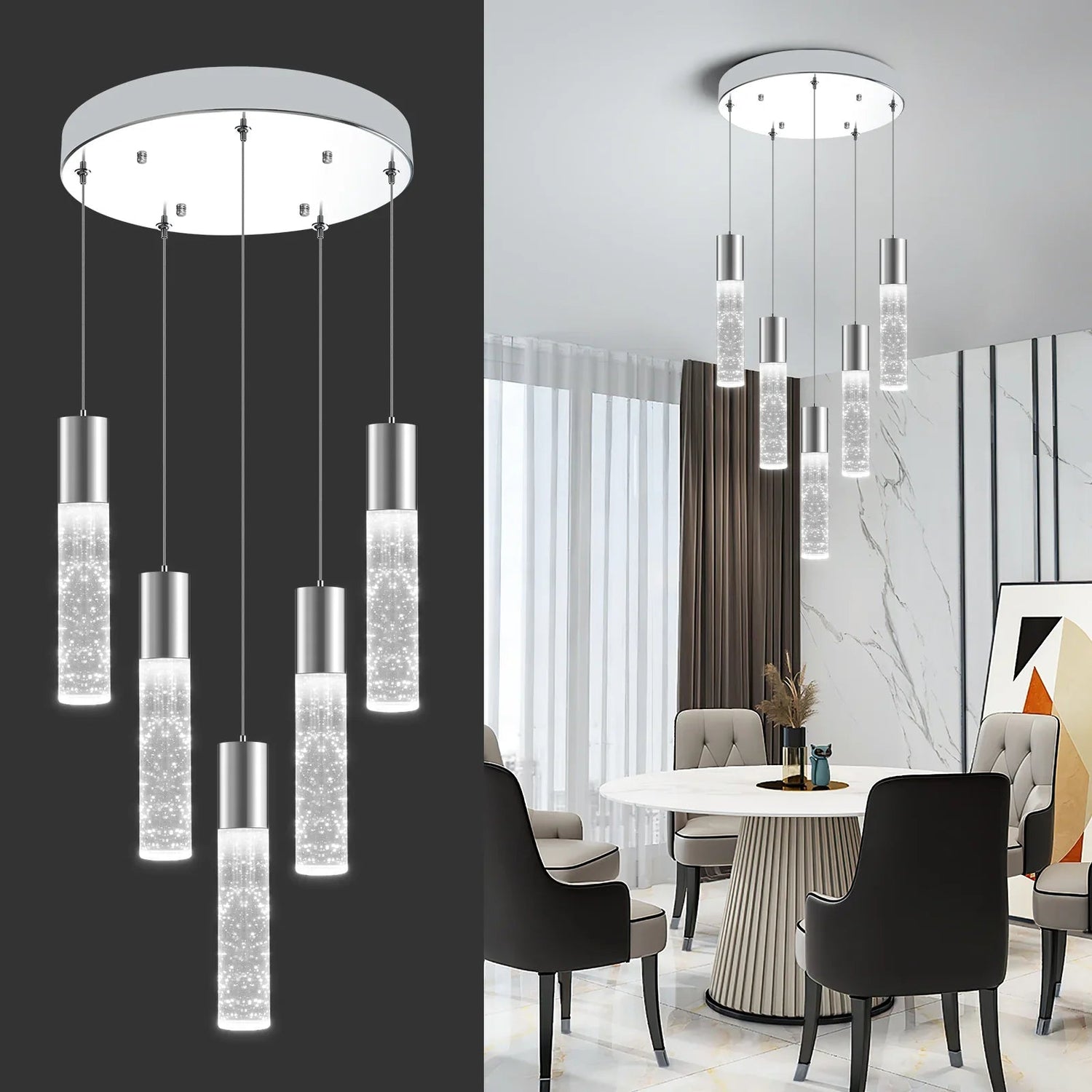 Transform Spaces with Bubble Crystal Island Pendant Light