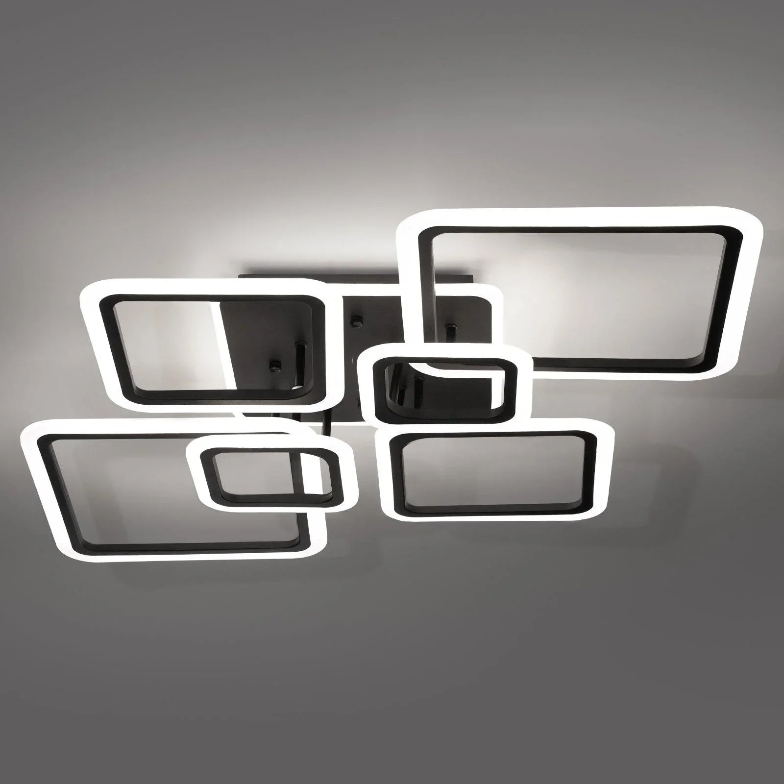 Modern Ceiling Light LED Dimmable Acrylic Square 6+1 Rings with Remote - okeli lights