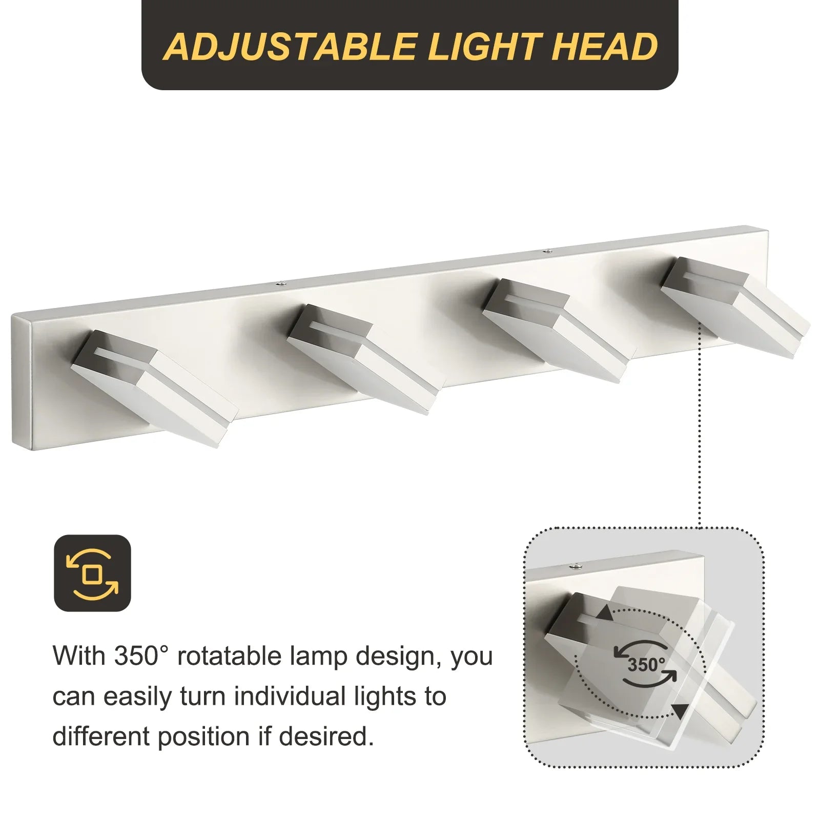 Bathroom Vanity Light Fixtures Brushed Nickel LED Dimmable Modern Wall Mounted Lighting 4 Lights - okeli lights