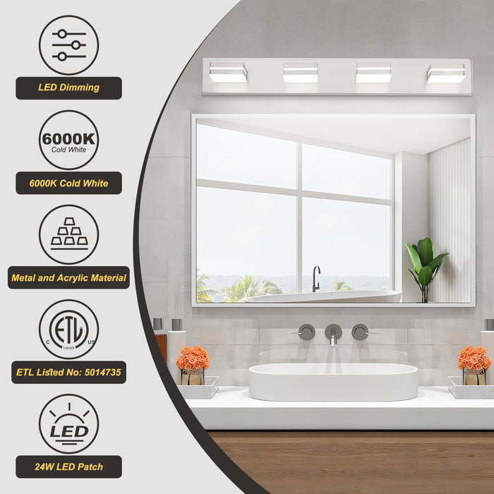 Bathroom Vanity Light Brushed Nickel Modern 24W LED 350° Adjustable Lamp Head ETL Listed - okeli lights