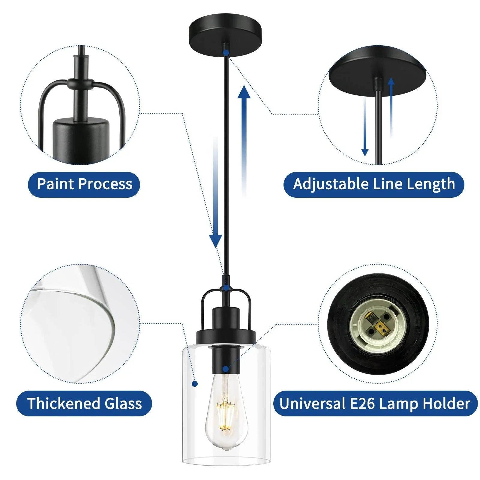 Pendant Light Kitchen Island 1-3-Pack Modern with Clear Glass Shade - okeli lights