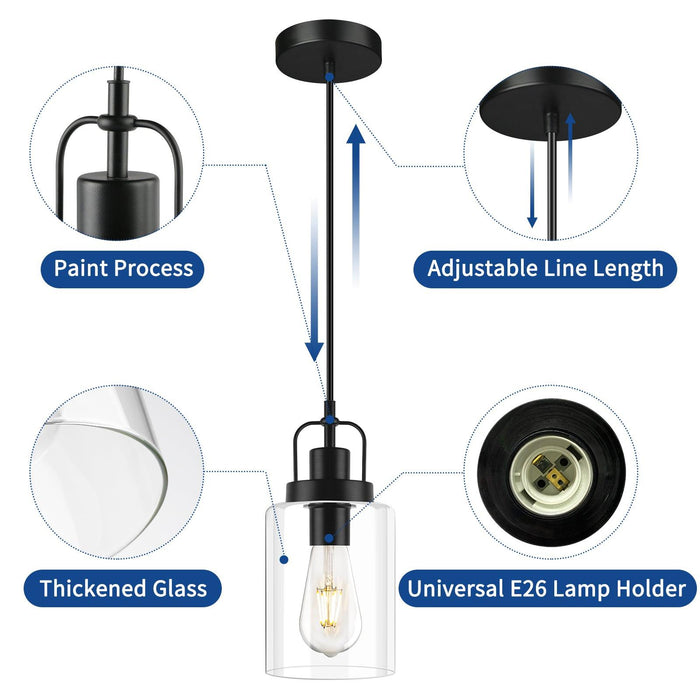 Pendant Light Kitchen Island 3-Pack Modern with Clear Glass Shade - okeli lights