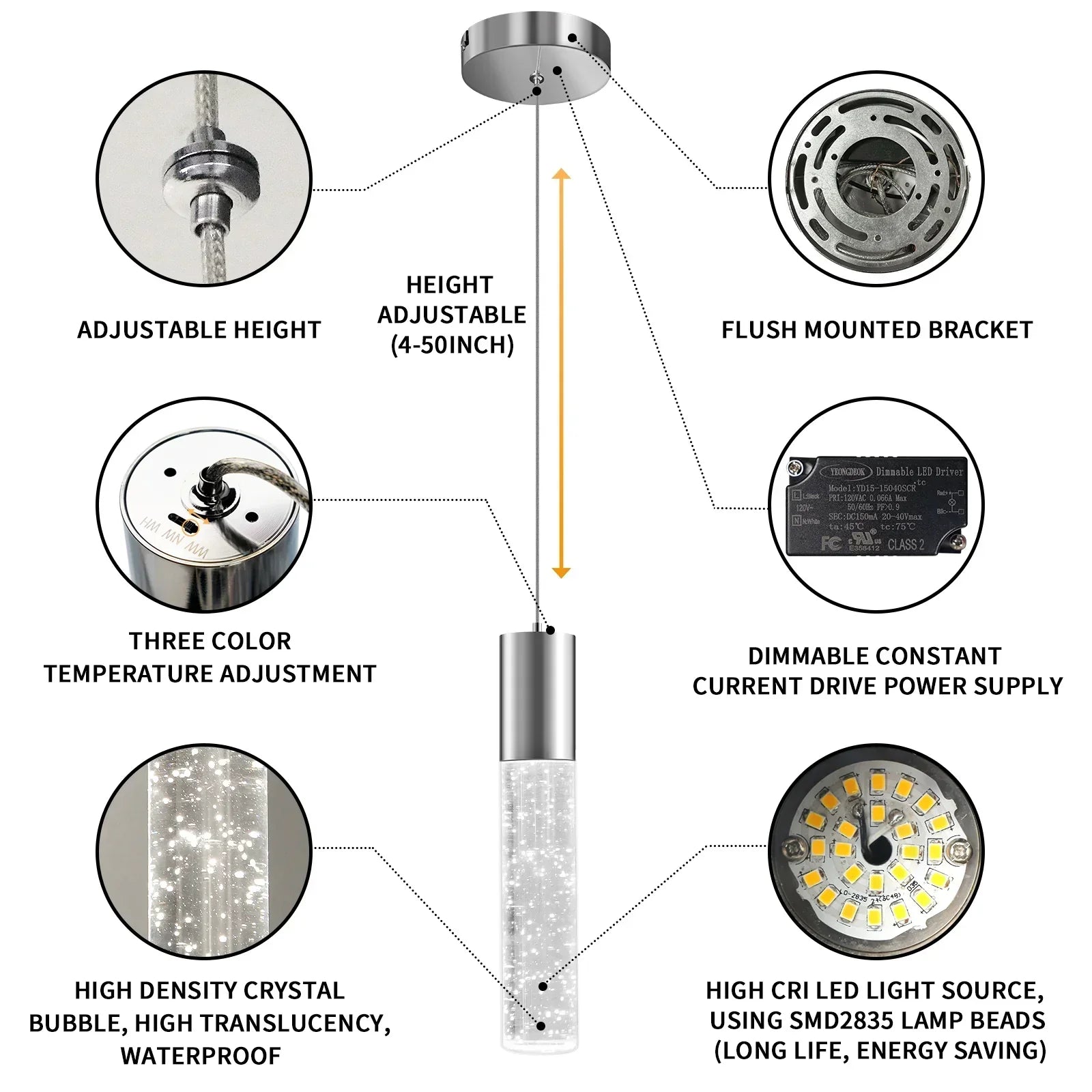 Modern Pendant Lights 3-Color Bubble Crystal Island Light 3-Pack - okeli lights