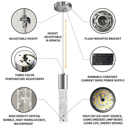 Modern Pendant Lights 3-Color Bubble Crystal Island Light 3-Pack - okeli lights