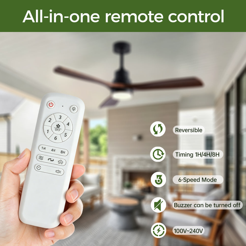52-Inch Modern Ceiling Fan with Light, 3-Blade DC Motor Ceiling Fan with Remote Control, 6 Speeds, 3 CCT, Brushed Nickel & Black