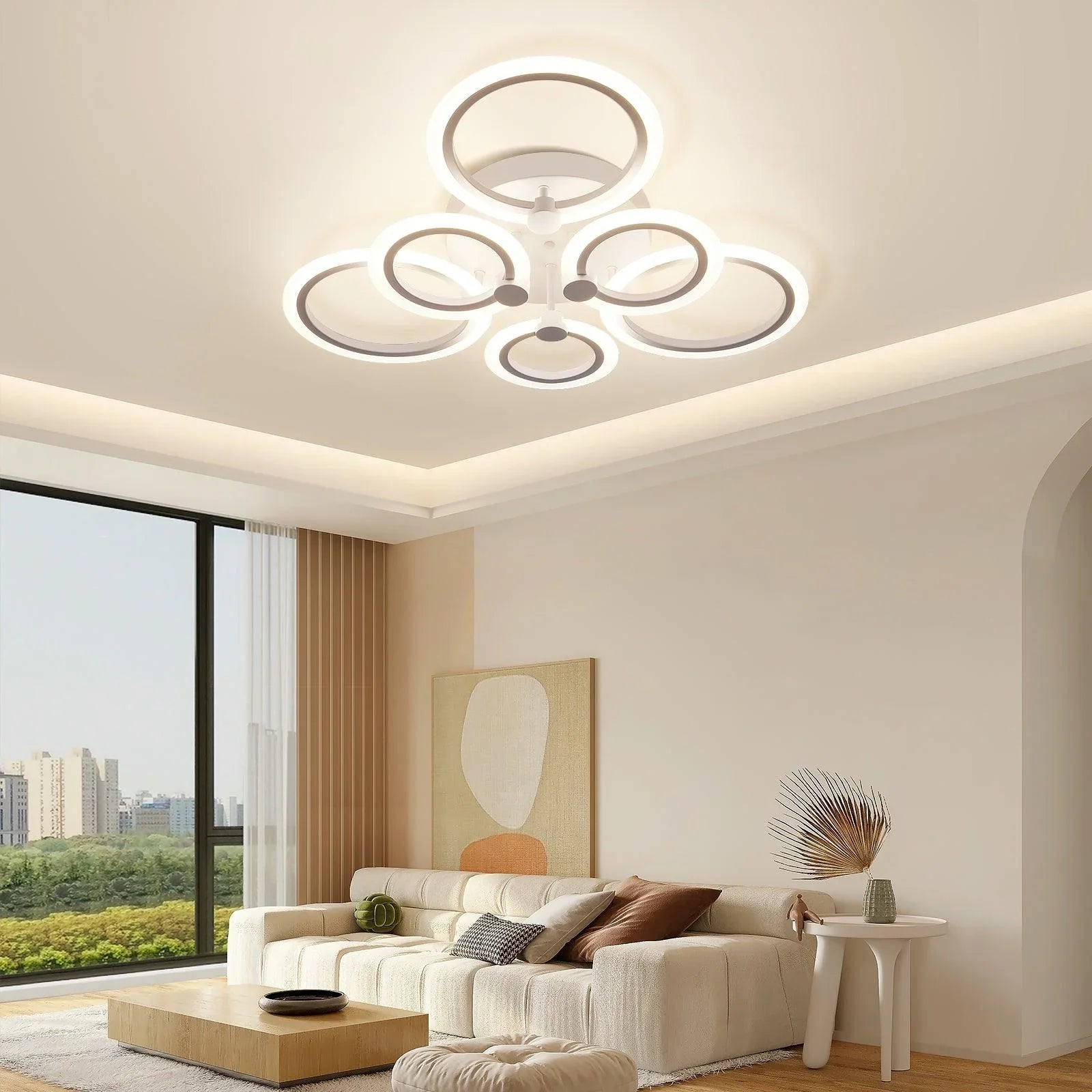 Modern LED Ceiling Light Dimmable 6 Rings Flush Mount Fixtures - okeli lights