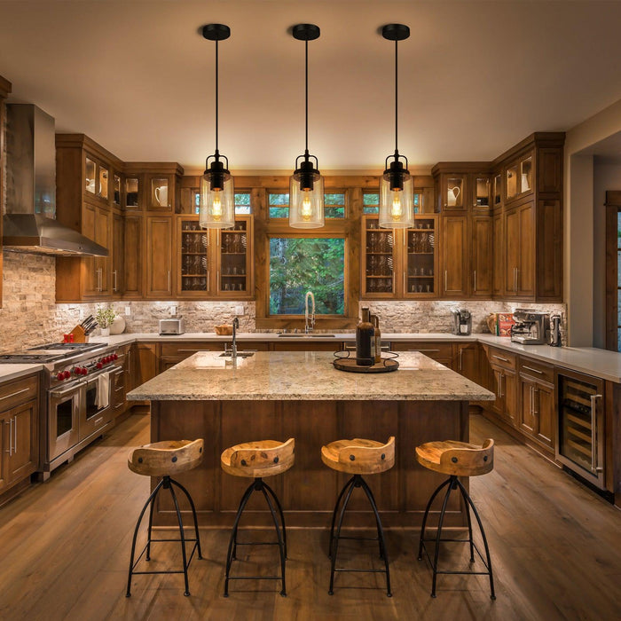 Pendant Light Kitchen Island 3-Pack Modern with Clear Glass Shade - okeli lights