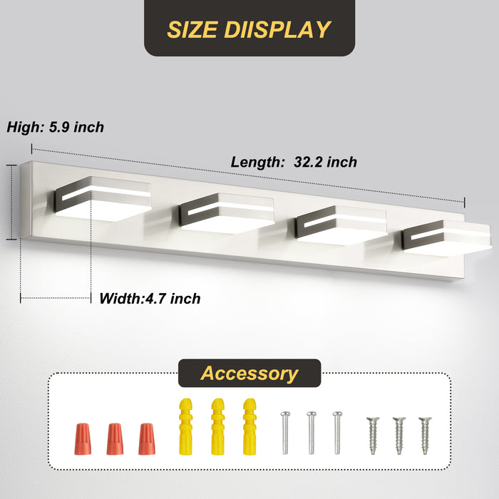 Bathroom Vanity Light Fixtures Brushed Nickel LED Dimmable Modern Wall Mounted Lighting 4 Lights - okeli lights