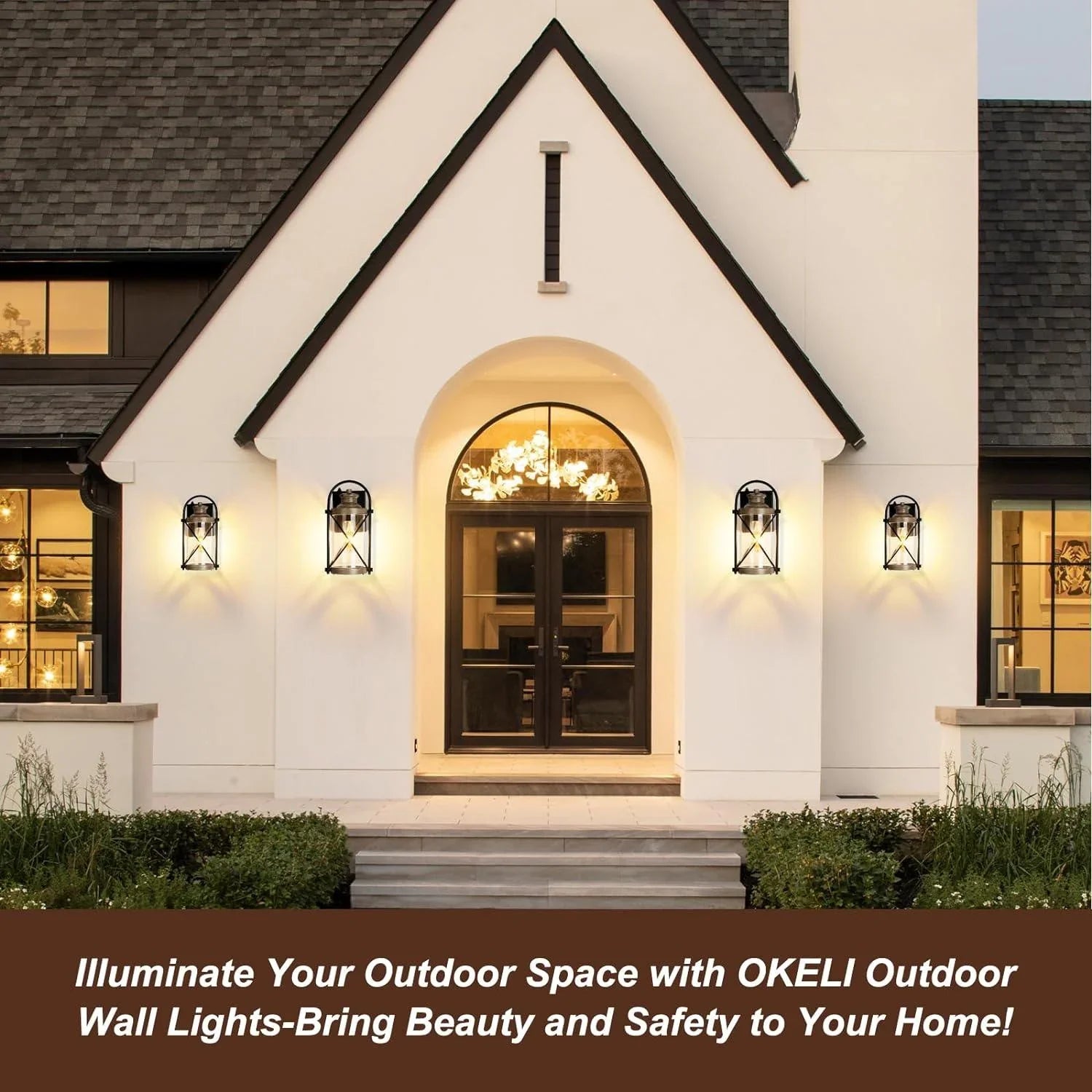 Dusk to Dawn Outdoor Waterproof Wall Lights with Glass Shades - okeli lights