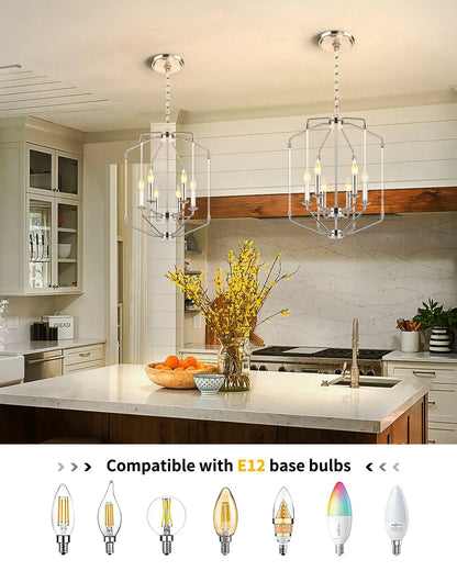 Farmhouse Chandelier 6-Light Brushed Nickel Ceiling Light - okeli lights
