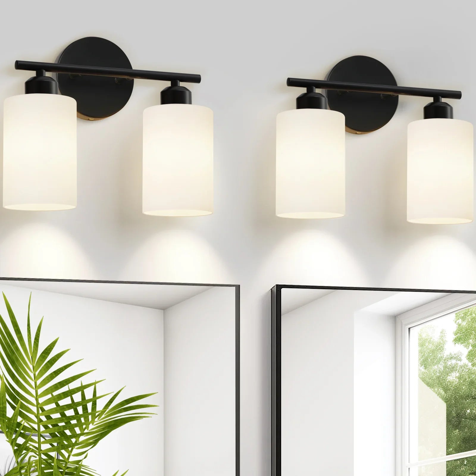 Bathroom Light Fixtures Modern Vanity Lights with Frosted Glass Shades 2-Light - okeli lights