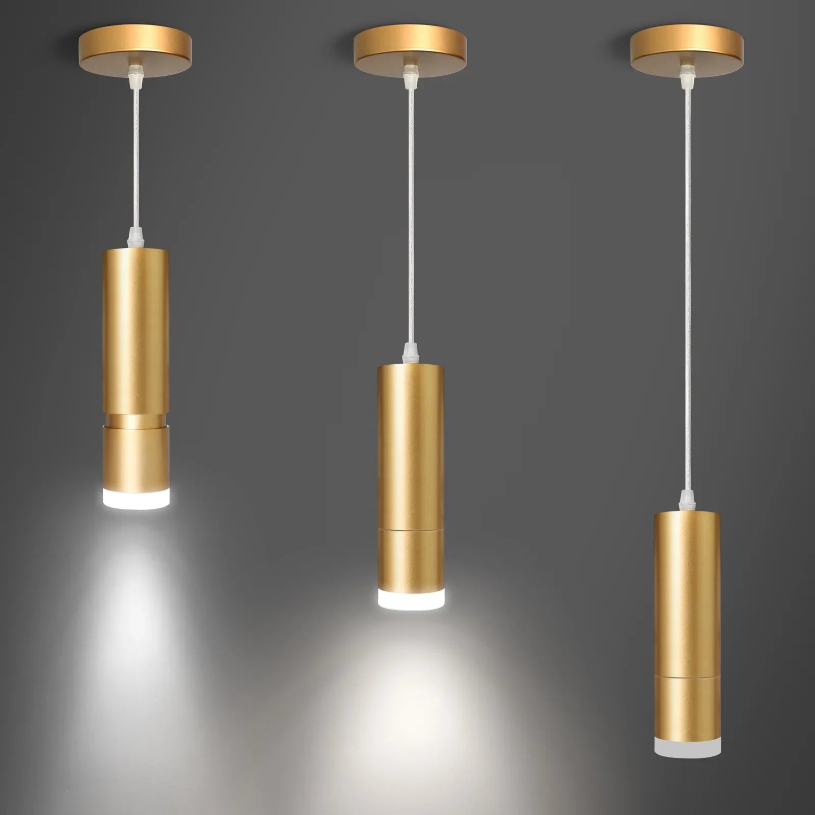 OKELI Modern Gold LED Mini Kitchen Island Focus Pendant Lighting 3-Pack - okeli lights
