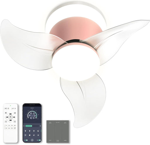 OKELI Modern Small Ceiling Fan with Light APP Control Ceiling Fan Pink - okeli lights