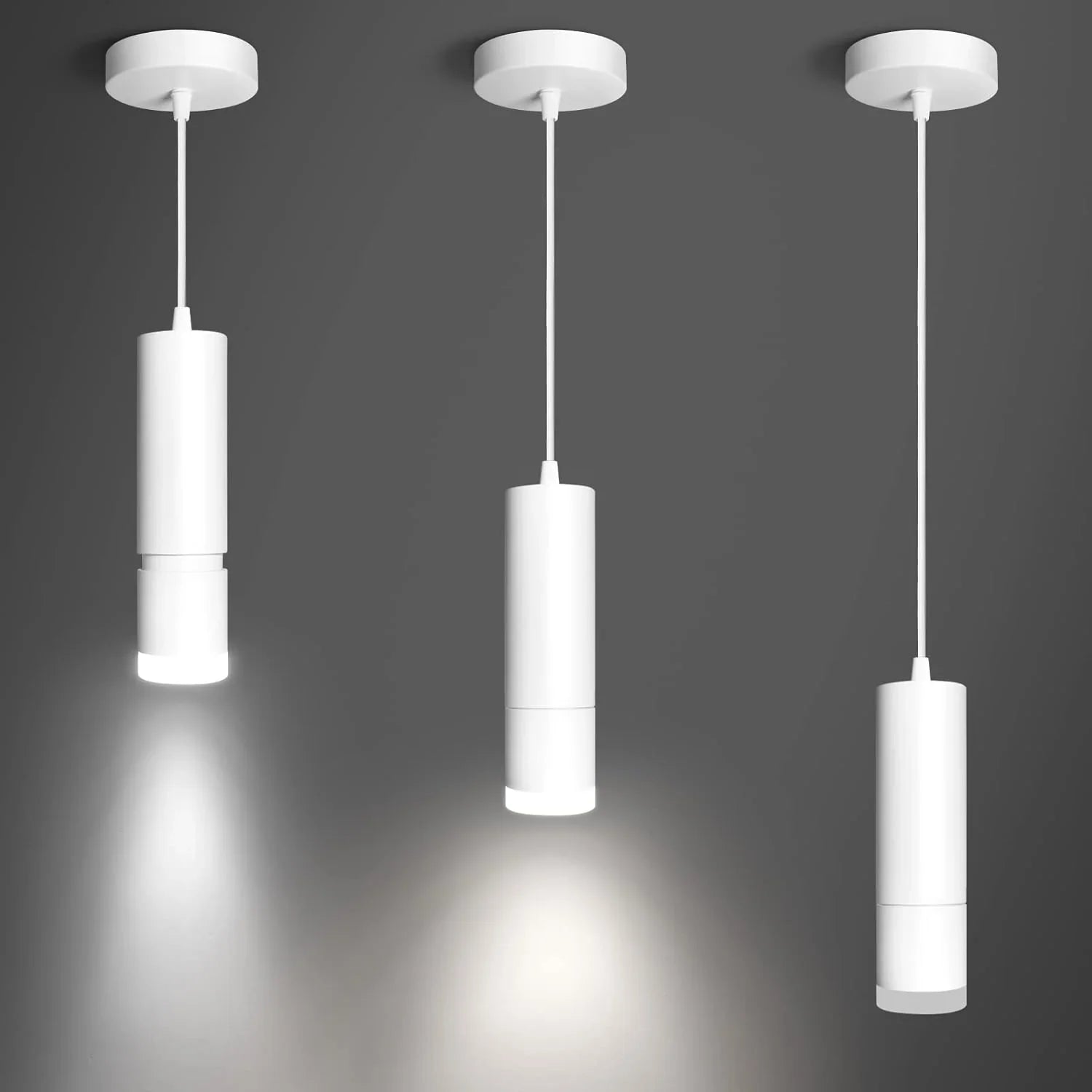 OKELI Modern Pendant Lights White LED Mini Kitchen Island Lights 3-pack - okeli lights