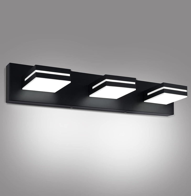 OKELI Modern Bathroom Vanity Light Fixtures LED 3-Light 360° Rotatable Matte Black Bathroom Lights - okeli lights