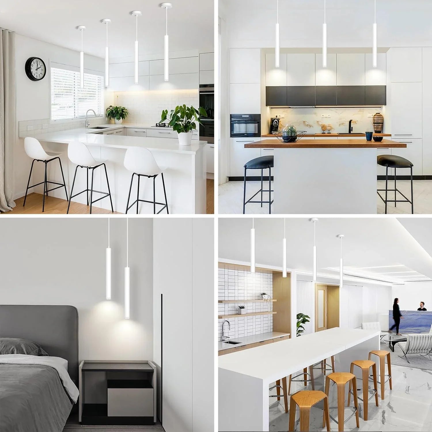 OKELI Modern White LED Minimalist Pendant Lights Ceiling Fixture 3-pack - okeli lights