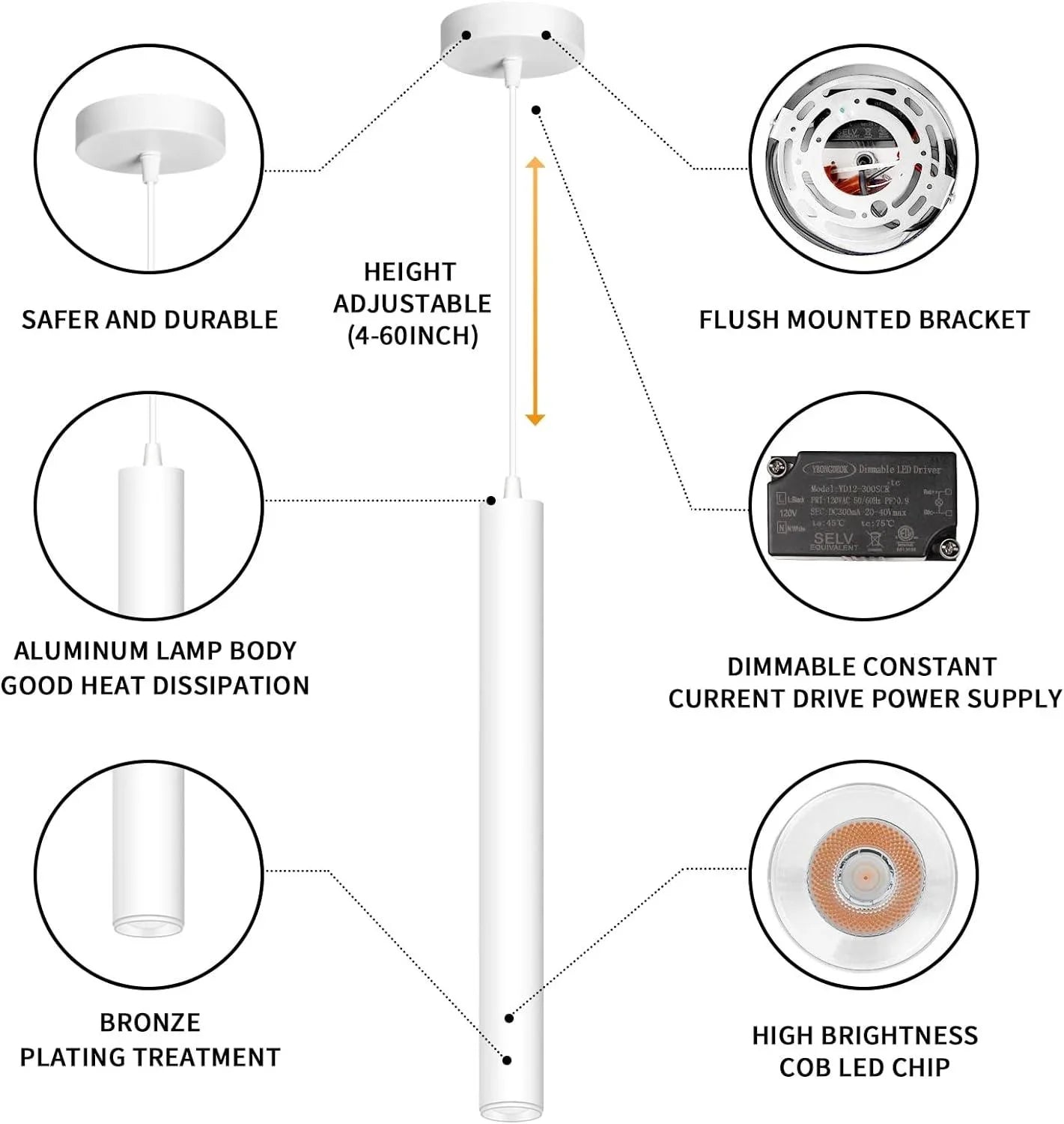 OKELI Modern White LED Minimalist Pendant Lights Ceiling Fixture 3-pack - okeli lights