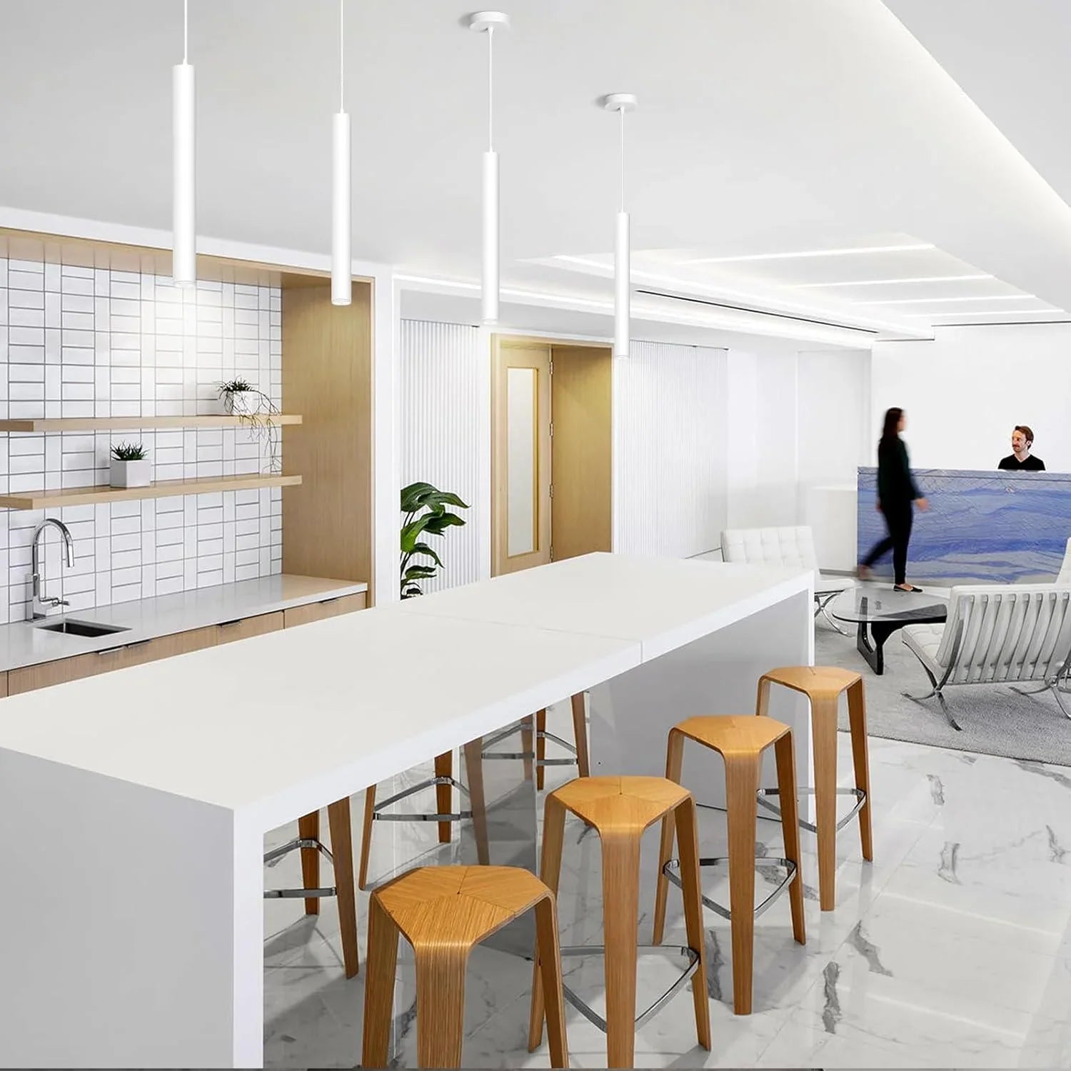 OKELI Modern White LED Minimalist Pendant Lights Ceiling Fixture 3-pack - okeli lights