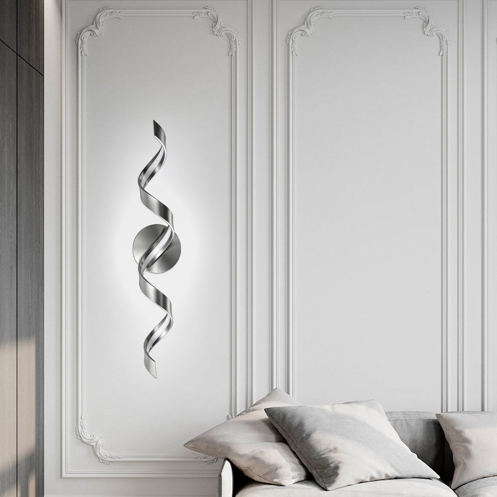 24-Inch Modern Spiral LED Bathroom Vanity Light, Dimmable Black Wall Light Fixture for Bathroom Mirror