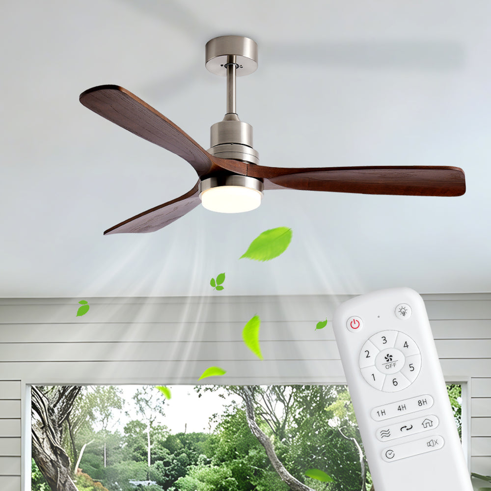 52-Inch Modern Ceiling Fan with Light, 3-Blade DC Motor Ceiling Fan with Remote Control, 6 Speeds, 3 CCT, Brushed Nickel & Black