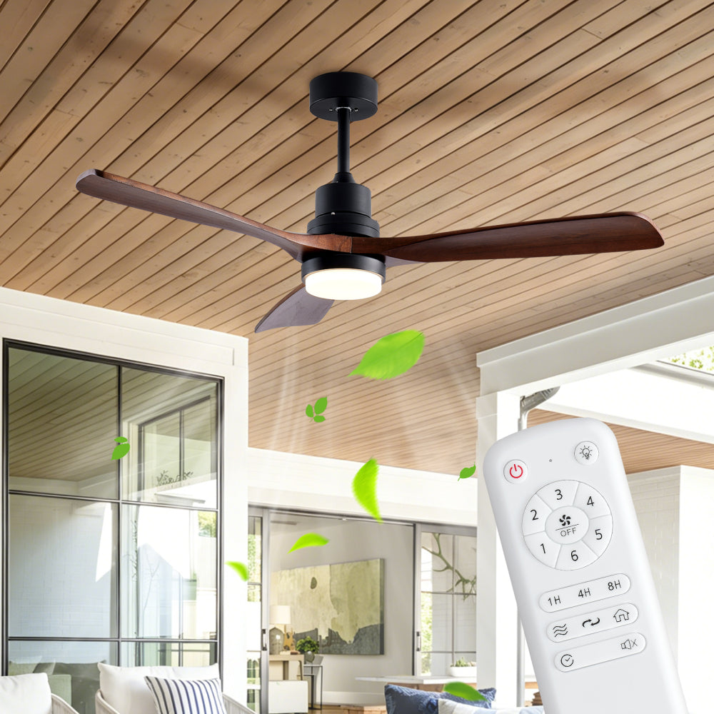 52-Inch Modern Ceiling Fan with Light, 3-Blade DC Motor Ceiling Fan with Remote Control, 6 Speeds, 3 CCT, Brushed Nickel & Black