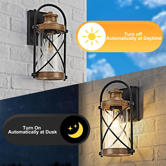 Dusk to Dawn Outdoor Waterproof Wall Lights with Glass Shades