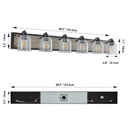 Farmhouse Vanity Light Fixture Bathroom Wall Sconce 3-4-5-6light with Clear Seeded Glass Shades