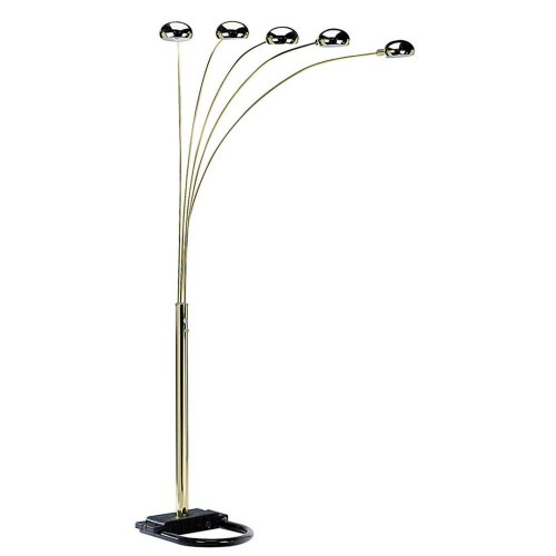 Satin Black 5-Light Floor Lamp with Adjustable Arms and Dimmer Modern Contemporary Living Room Lighting