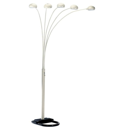 Satin Black 5-Light Floor Lamp with Adjustable Arms and Dimmer Modern Contemporary Living Room Lighting