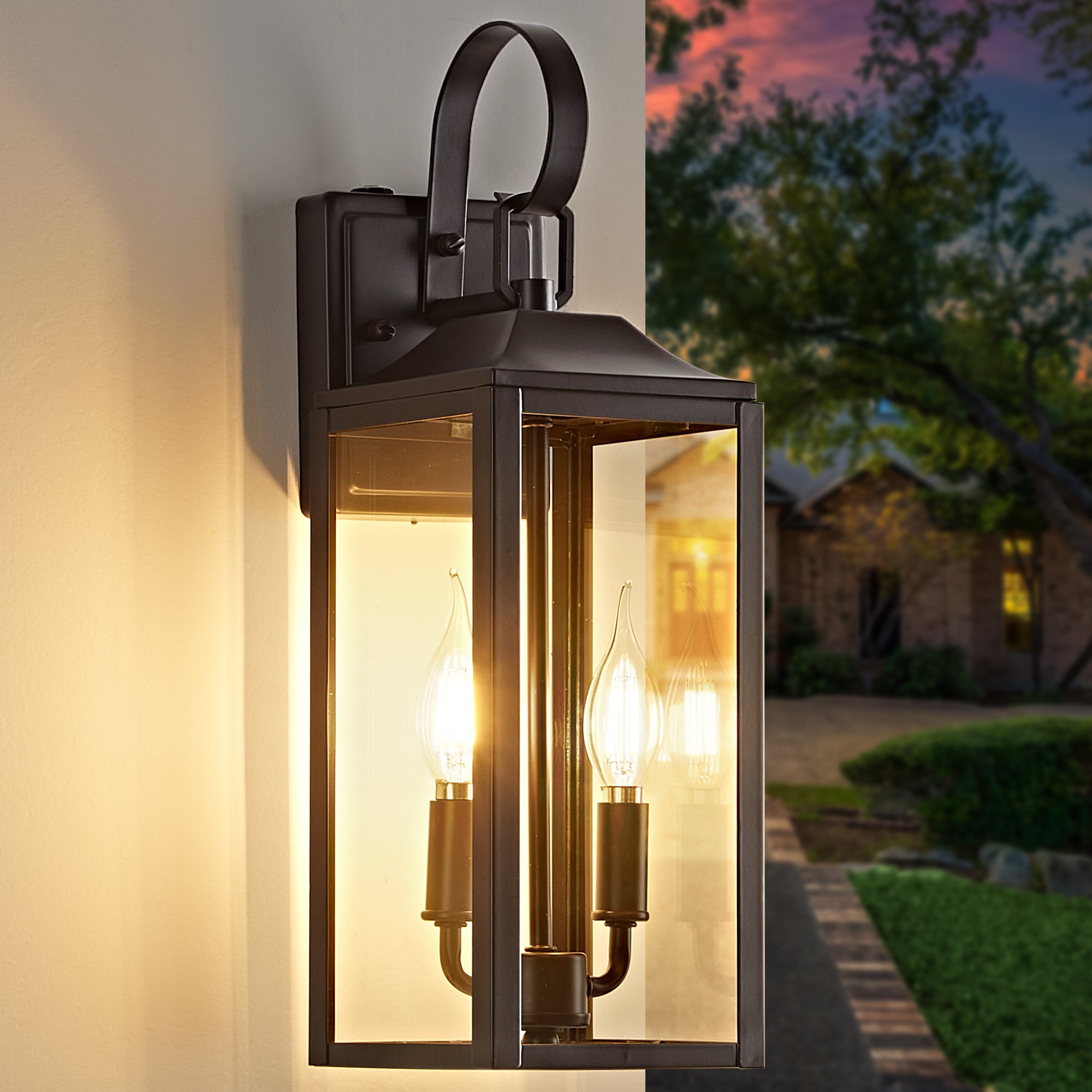 Outdoor Lighting Fixtures Dusk to Dawn Wall Sconce Front Porch Exterior Light 1-Pack