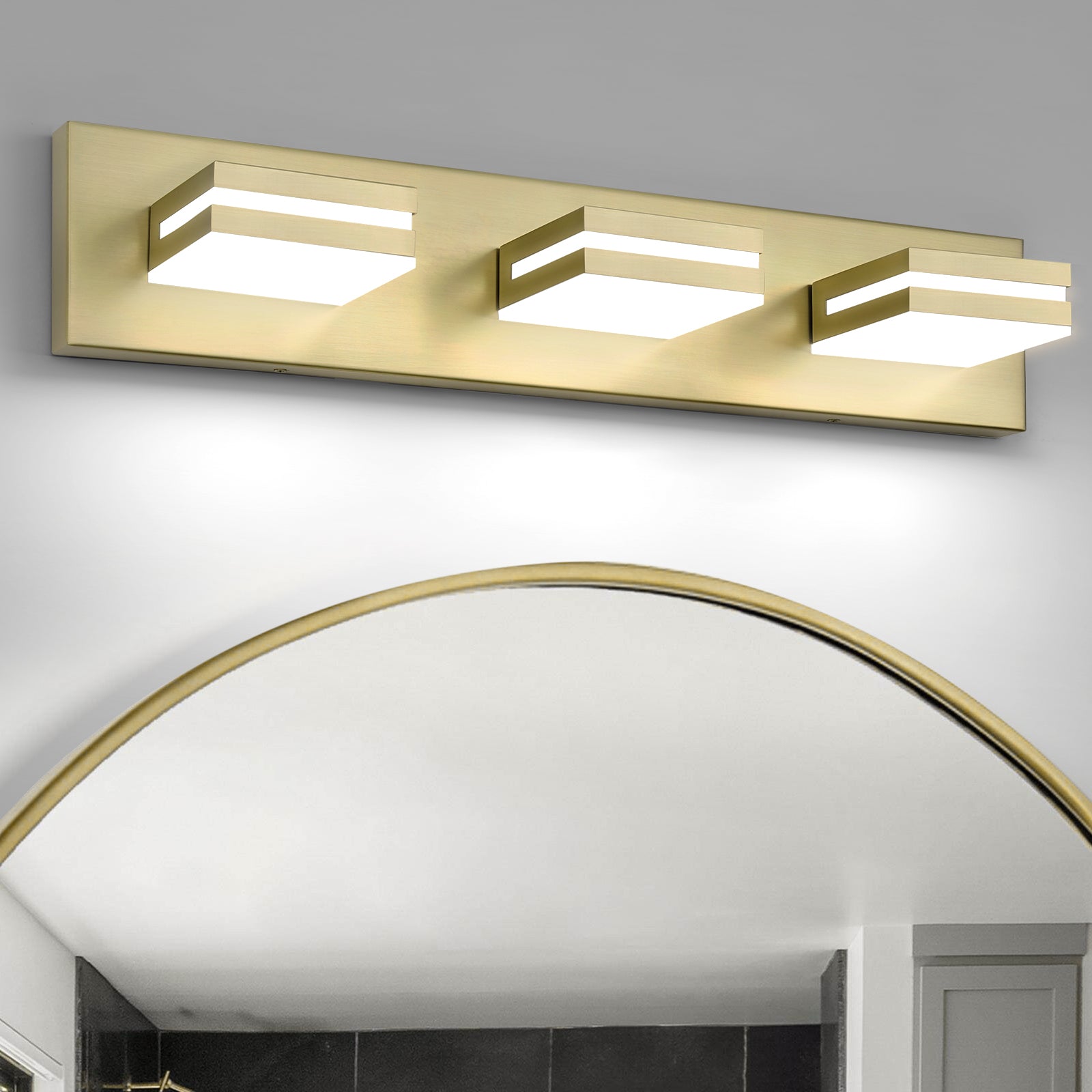 Bathroom Vanity Light Brushed Nickel and Gold Modern LED Adjustable Lamp Head ETL Listed