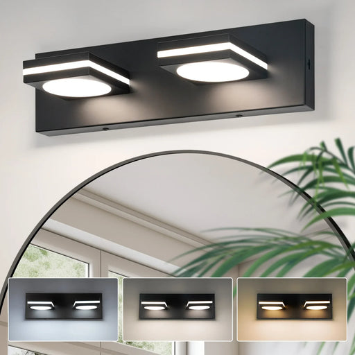 Bathroom Light Fixtures, Matte Black Vanity Light for Bathroom Modern LED Wall Lighting Fixtures Over Mirror, 2-3-4-Light, ETL Listed - okeli lights