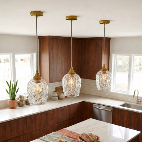 Mid-Century Modern Classic Design Pendant Lamp Gold and Clear